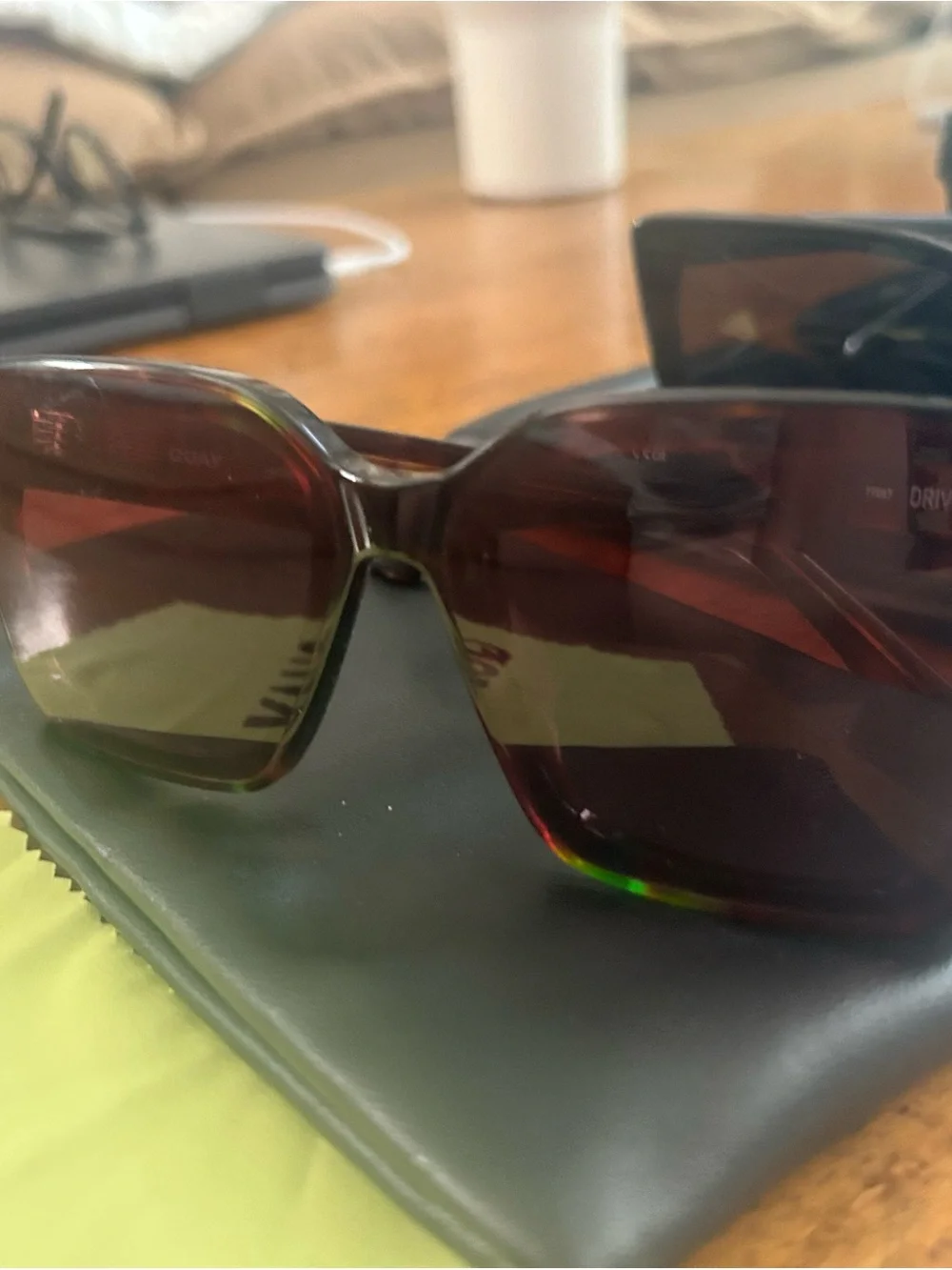 Quay Australia Tortoiseshell Square Sunglasses - Dark Brown Lenses